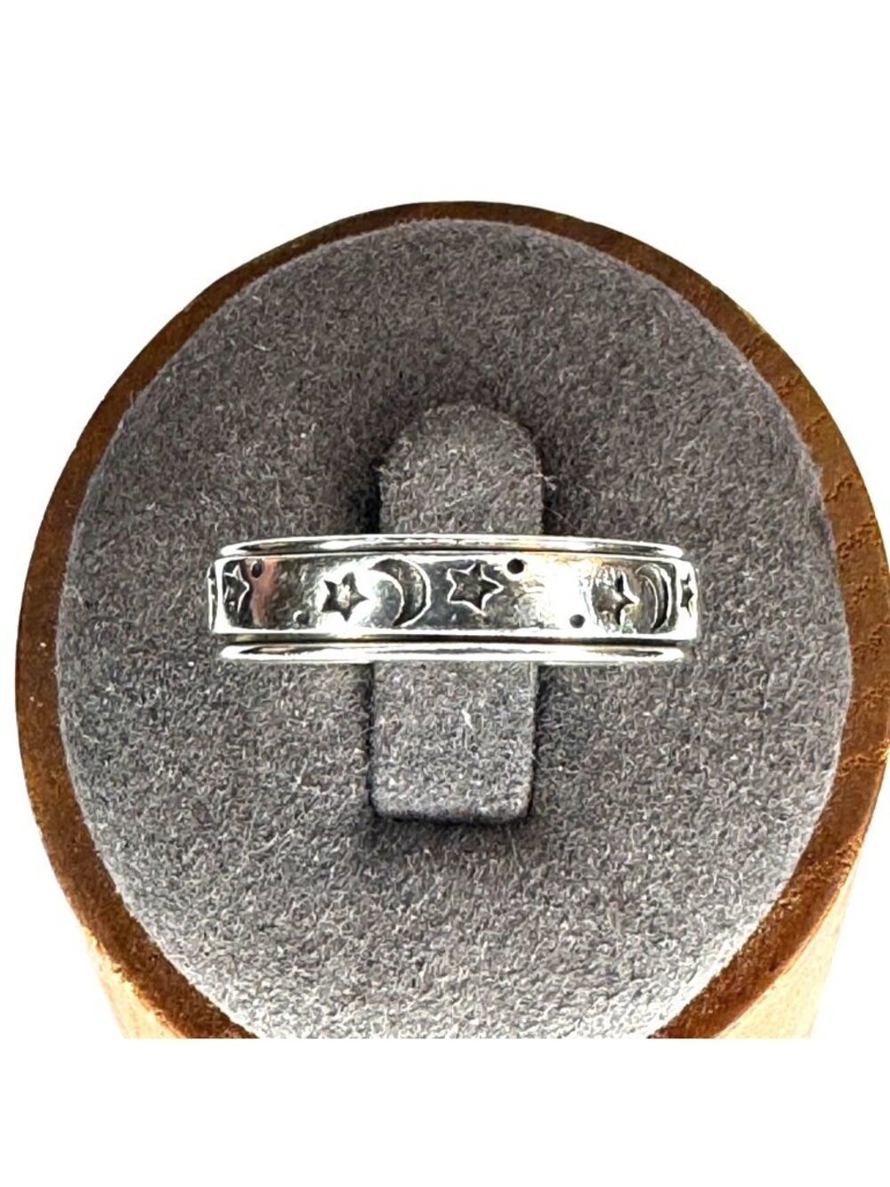 D'Joy Solid Sterling Silver 925 Moon Star Design Spinner Ring Size 9